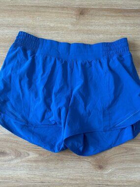 Lululemon Athletic Hotty Hot High Rise Lined Shorts 4” Symphony Blue Size 10